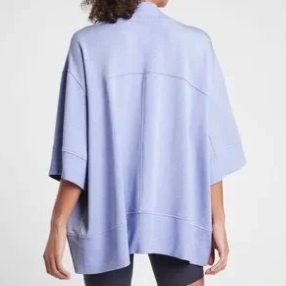 Athleta Lotus Textured Wrap Cardigan Open Front Blue Purple XXS/XS Oversized - Picture 2 of 11
